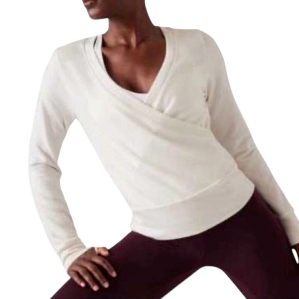 Athleta White Recharge Wrap Long Sleeve Sweatshirt